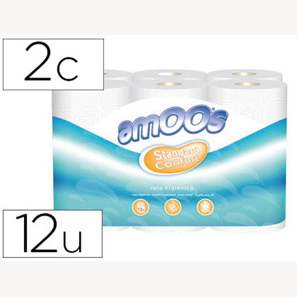 PAPEL HIGIENICO AMOOS 2 CAPAS 100 MM DIAMETRO X 87 MM ALTO PAQ. DE 12 ROLLOS 78528 PAPEL HIGIENICO AMOOS 2 CAPAS 100 MM DIAMETRO X 87 MM ALTO PAQ. DE 12 ROLLOS 78528