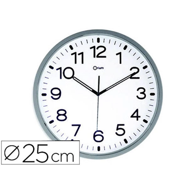 RELOJ CEP DE PARED MAGNETICO OFICINA REDONDO 25 CM DE DIAMETRO COLOR BLANCO ESFERA CROMADA DIGITOS NEGRO 78558 RELOJ CEP DE PARED MAGNETICO OFICINA REDONDO 25 CM DE DIAMETRO COLOR BLANCO ESFERA CROMADA DIGITOS NEGRO 78558