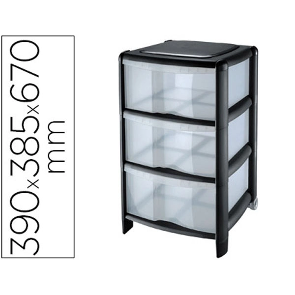 FICHERO CAJONES CEP CON RUEDAS 3 CAJONES VERTICALES NEGRO/TRANSPARENTE 39,5X38,5X67 CM 78559 FICHERO CAJONES CEP CON RUEDAS 3 CAJONES VERTICALES NEGRO/TRANSPARENTE 39,5X38,5X67 CM 78559
