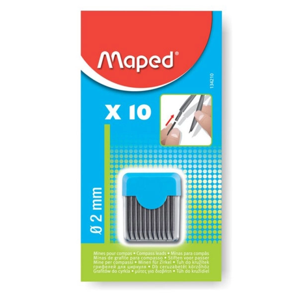 MINAS MAPED GRAFITO PARA COMPAS 2MM ESTUCHE 10 MINAS 134210 MINAS MAPED GRAFITO PARA COMPAS 2MM ESTUCHE 10 MINAS 134210