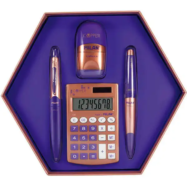 CAJA DE REGALO HEXAGONAL COPPER LILA MILAN 08740 CAJA DE REGALO HEXAGONAL COPPER LILA MILAN 08740