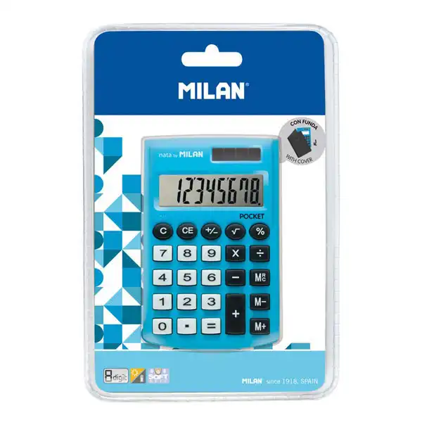 CALCULADORA POCKET AZUL 8 DIGITOS CON FUNDA MILAN 150908BBL CALCULADORA POCKET AZUL 8 DIGITOS CON FUNDA MILAN 150908BBL