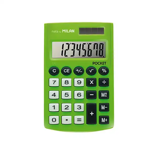 CALCULADORA POCKET VERDE 8 DIGITOS CON FUNDA MILAN 150908GBL CALCULADORA POCKET VERDE 8 DIGITOS CON FUNDA MILAN 150908GBL