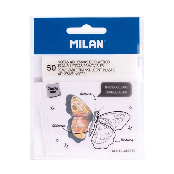 NOTAS ADHESIVAS 76X76MM TRANSPARENTE 50HJ MILAN (411260050) NOTAS ADHESIVAS 76X76MM TRANSPARENTE 50HJ MILAN (411260050)