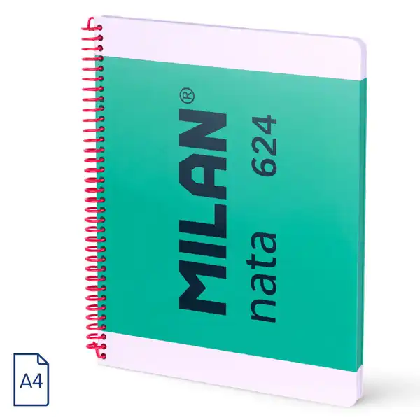 CUADERNO A4 CON ESPIRAL TAPA DURA 80HJ CUADRO 5X5 95GR VERDE MILAN 57043E80GR CUADERNO A4 CON ESPIRAL TAPA DURA 80HJ CUADRO 5X5 95GR VERDE MILAN 57043E80GR