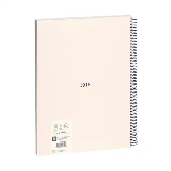 CUADERNO A4 CON ESPIRAL TAPA DURA 80HJ CUADRO 5X5 95GR BEIGE MILAN 57143E80BG