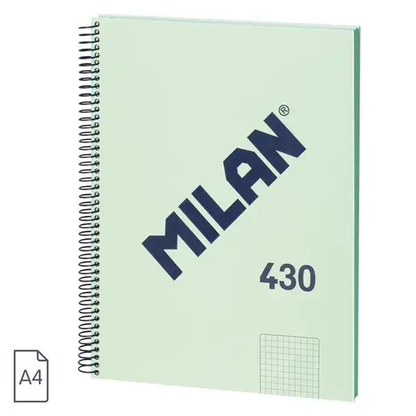 CUADERNO A4 CON ESPIRAL TAPA DURA 80HJ CUADRO 5X5 95GR VERDE MILAN 57143E80GR CUADERNO A4 CON ESPIRAL TAPA DURA 80HJ CUADRO 5X5 95GR VERDE MILAN 57143E80GR