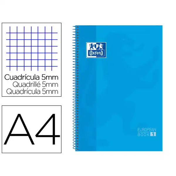 CUADERNO OXFORD EUROPEANBOOK A4 80 HJ TAPA EXTRADURA TURQUESA AZUL 400028276 74359 CUADERNO OXFORD EUROPEANBOOK A4 80 HJ TAPA EXTRADURA TURQUESA AZUL 400028276 74359