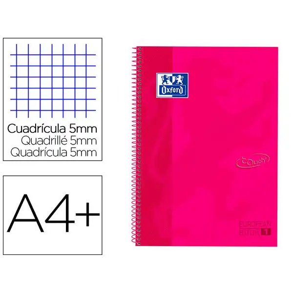 CUADERNO ESPIRAL MICROPERFORADO TAPA EXTRADURA A4 80 HOJAS 90 GRS. COLOR FRAMBUESA TOUCH OXFORD (400075552) CUADERNO ESPIRAL MICROPERFORADO TAPA EXTRADURA A4 80 HOJAS 90 GRS. COLOR FRAMBUESA TOUCH OXFORD (400075552)