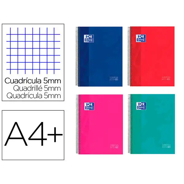 CUADERNO OXFORD EUROPEANBOOK 10 TAPA EXTRADURA A4+ 150 HOJAS 90 GR 5X5 COL. SURTIDOS (400118931) CUADERNO OXFORD EUROPEANBOOK 10 TAPA EXTRADURA A4+ 150 HOJAS 90 GR 5X5 COL. SURTIDOS (400118931)