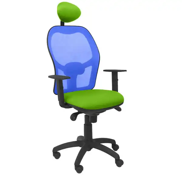 SILLA JORQUERA MALLA AZUL ASIENTO BALI VERDE PISTACHO CON CABECERO FIJO SILLA JORQUERA MALLA AZUL ASIENTO BALI VERDE PISTACHO CON CABECERO FIJO