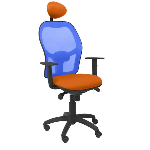 SILLA JORQUERA MALLA AZUL ASIENTO BALI NARANJA CON CABECERO FIJO SILLA JORQUERA MALLA AZUL ASIENTO BALI NARANJA CON CABECERO FIJO