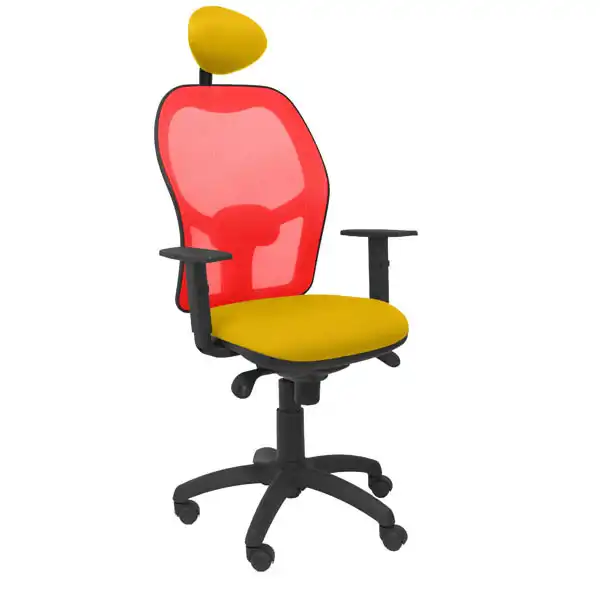 SILLA JORQUERA MALLA ROJA ASIENTO BALI AMARILLO CON CABECERO FIJO SILLA JORQUERA MALLA ROJA ASIENTO BALI AMARILLO CON CABECERO FIJO