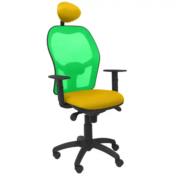 SILLA JORQUERA MALLA VERDE ASIENTO BALI AMARILLO CON CABECERO FIJO SILLA JORQUERA MALLA VERDE ASIENTO BALI AMARILLO CON CABECERO FIJO