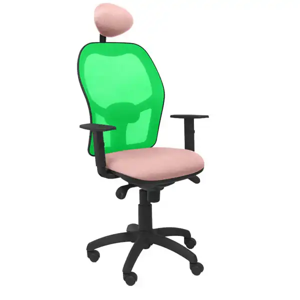 SILLA JORQUERA MALLA VERDE ASIENTO BALI ROSA PÁLIDO CON CABECERO FIJO SILLA JORQUERA MALLA VERDE ASIENTO BALI ROSA PÁLIDO CON CABECERO FIJO