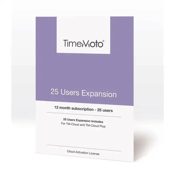 SAFESCAN PACK DE EXPANSIÓN TIMEMOTO CLOUD Y CLOUD PLUS SUSCRIPCIÓN 12 MESES PARA 25 USUARIOS SAFESCAN PACK DE EXPANSIÓN TIMEMOTO CLOUD Y CLOUD PLUS SUSCRIPCIÓN 12 MESES PARA 25 USUARIOS