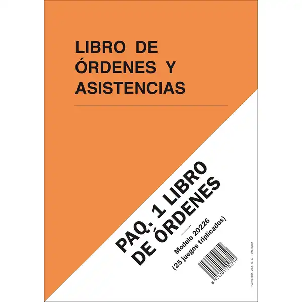 LIBRO DE ORDENES Y ASISTENCIAS MODELO 20226 25 JUEGOS TRIPLICADOS 20271 LIBRO DE ORDENES Y ASISTENCIAS MODELO 20226 25 JUEGOS TRIPLICADOS 20271