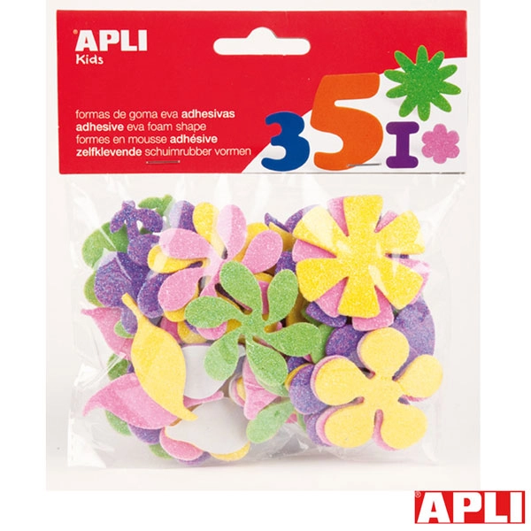BOLSA DE FORMAS GOMA EVA PURPURINA FLOR 45 UND. APLI BOLSA DE FORMAS GOMA EVA PURPURINA FLOR 45 UND. APLI