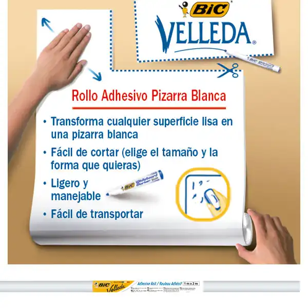 ROLLO ADHESIVO VELLEDA PARA PIZARRA BLANCA 100 X 200 CM. (870492) 42932 ROLLO ADHESIVO VELLEDA PARA PIZARRA BLANCA 100 X 200 CM. (870492) 42932